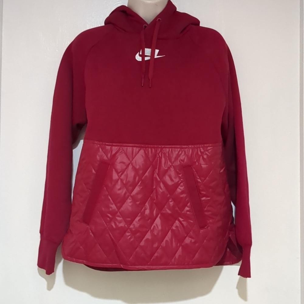 Nike Womens NSW Fleece Quilted Fleece Pull Over Hoodie - Picture 3 of 9